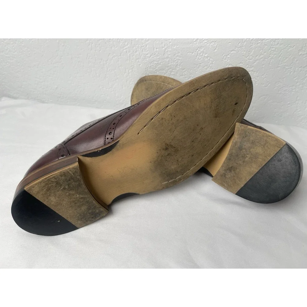 Joseph Abboud Mens 10.5 Cherry Brown Leather Cap Toe Dress Shoes